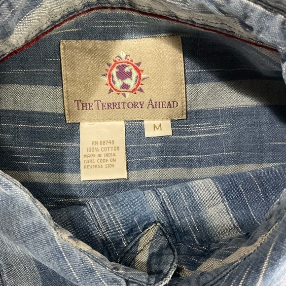 The Territory Ahead Button Down 100% Cotton Striped Casual Gorp Shirt Men Medium - Picture 3 of 9